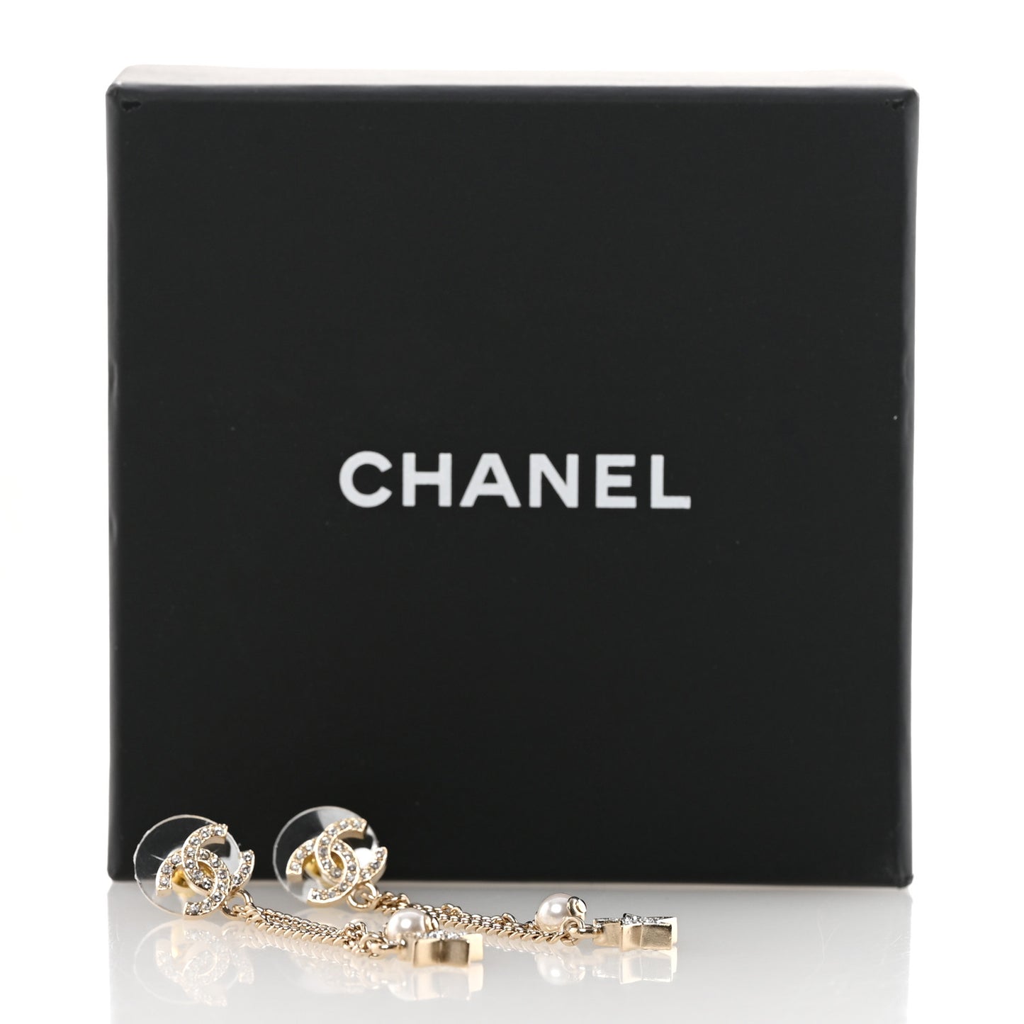 Crystal Pearl CC Star Drop Earrings Gold