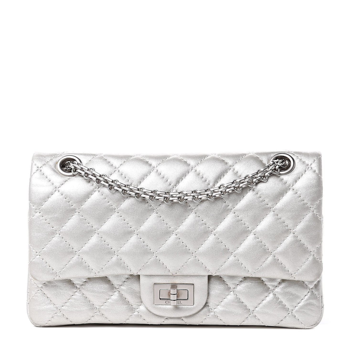 Metallic Aged Calfskin 2.55 Reissue 225 Flap Silver