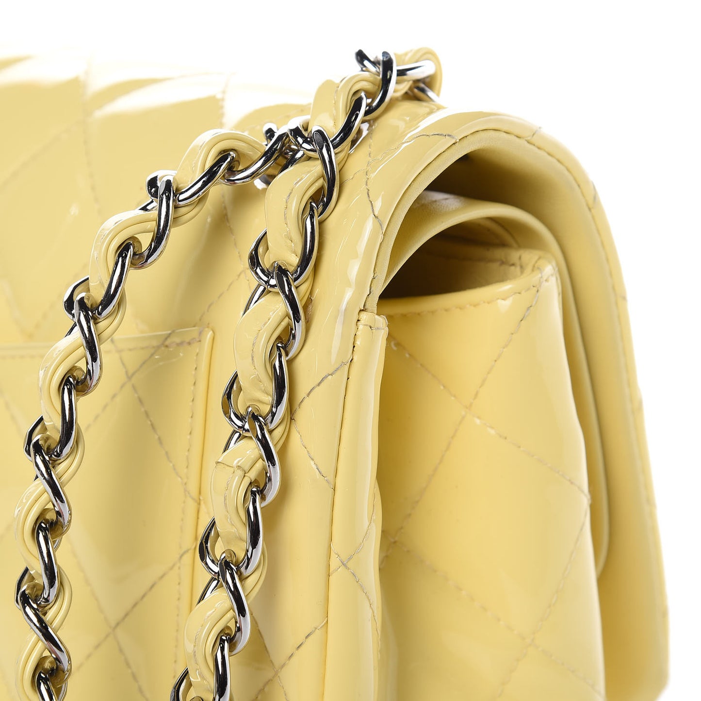 Patent Quilted Jumbo Double Flap Yellow