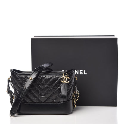 Chanel Aged Calfskin Chevron Quilted Small Gabrielle Hobo Black 10 of 10
