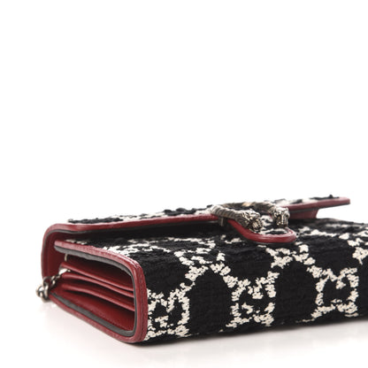 Gucci Tweed GG Monogram Mini Dionysus Chain Wallet Black White Romantic Cherry 8 of 11