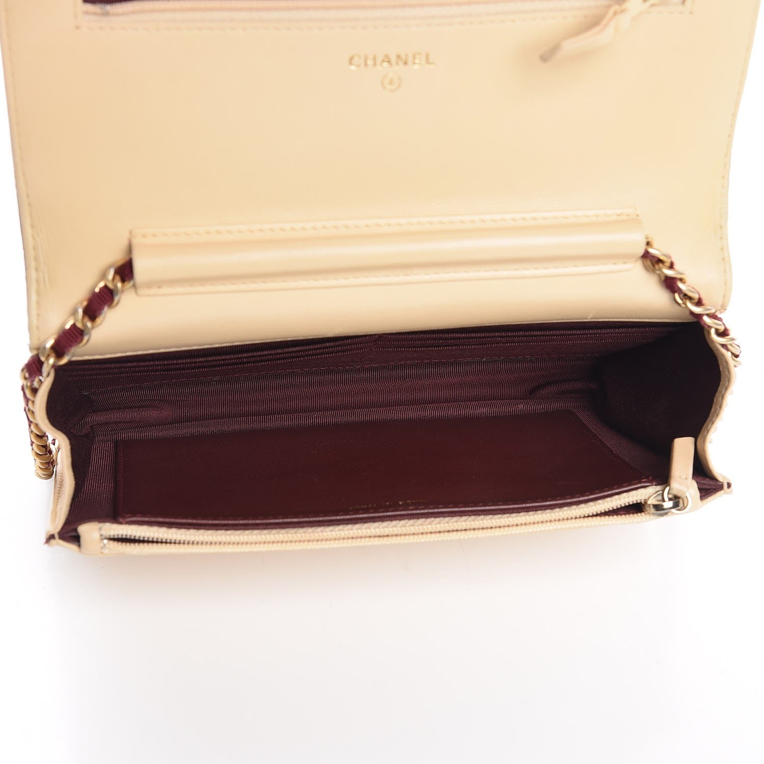 Chanel Lambskin Quilted Two Tone Wallet On Chain WOC Light Pink Burgundy 12 of 15