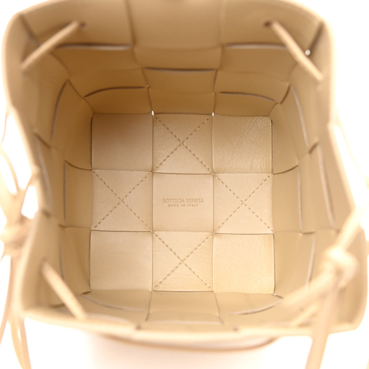 Nappa Maxi Intrecciato Cassette Bucket Bag Almond
