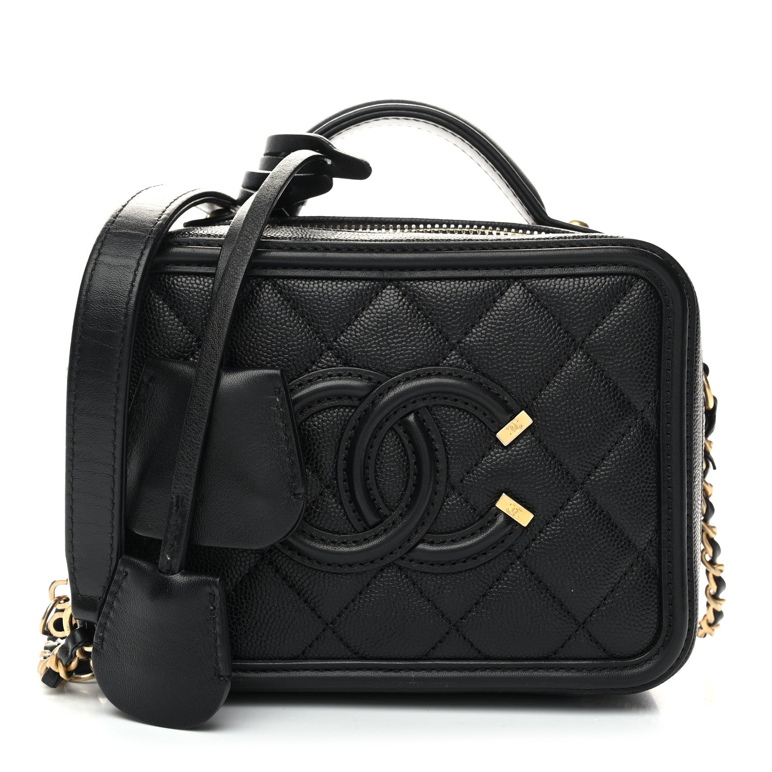Chanel Caviar Quilted Small CC Filigree Vanity Case Black 1 of 9