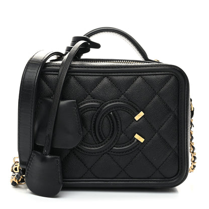 Chanel Caviar Quilted Small CC Filigree Vanity Case Black 1 of 9