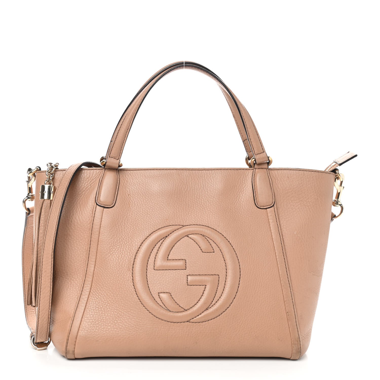 Gucci Pebbled Calfskin Small Soho Top Handle Bag Camelia 1 of 15
