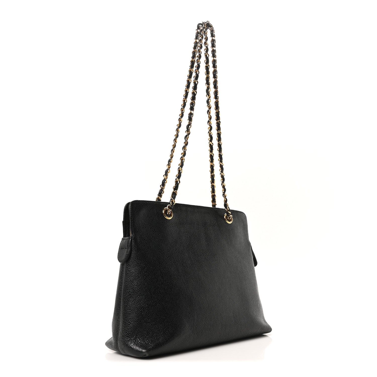 Chanel Caviar Embroidered Logo Shoulder Bag Black 3 of 10