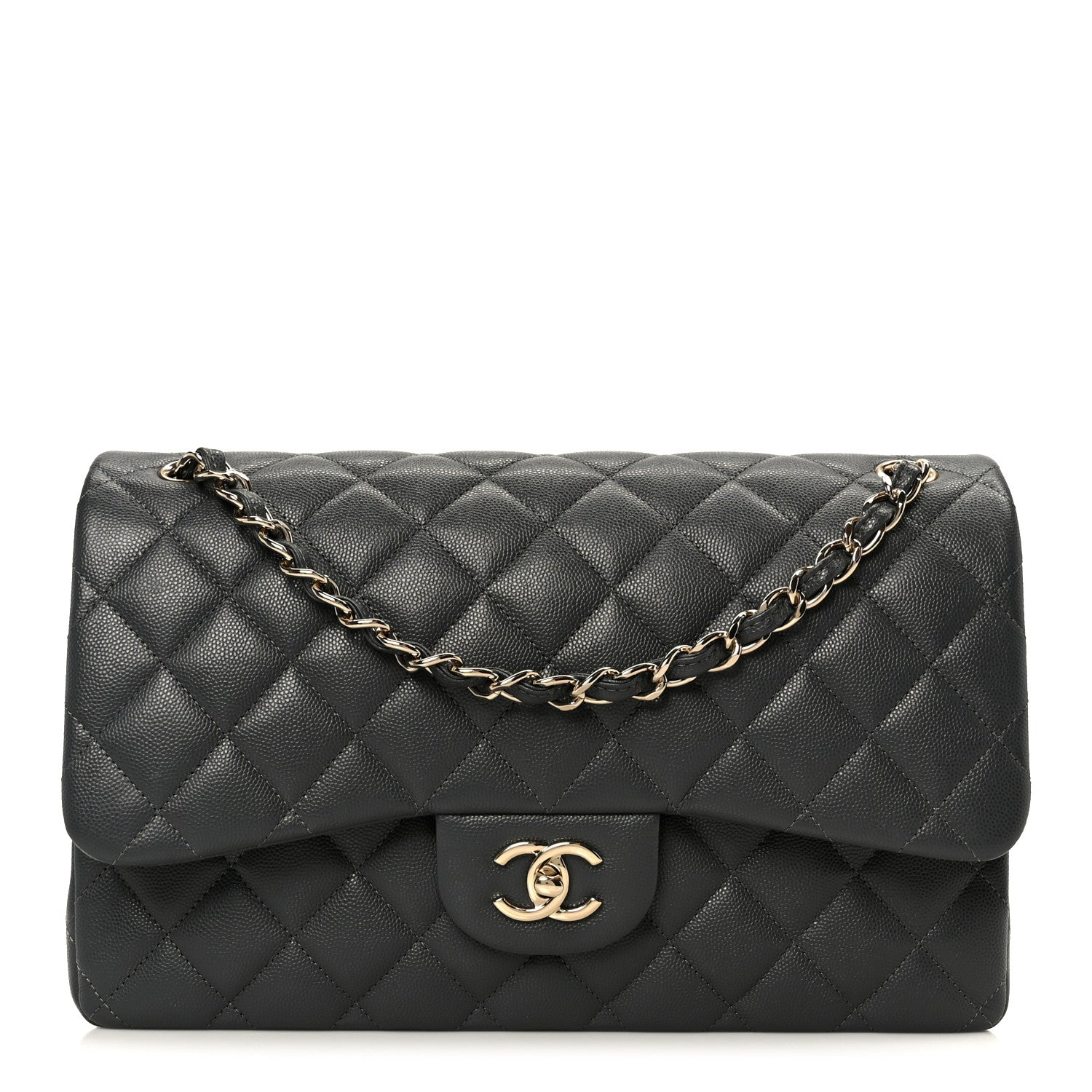 Chanel Caviar Quilted Jumbo Double Flap Dark Grey 1 of 11
