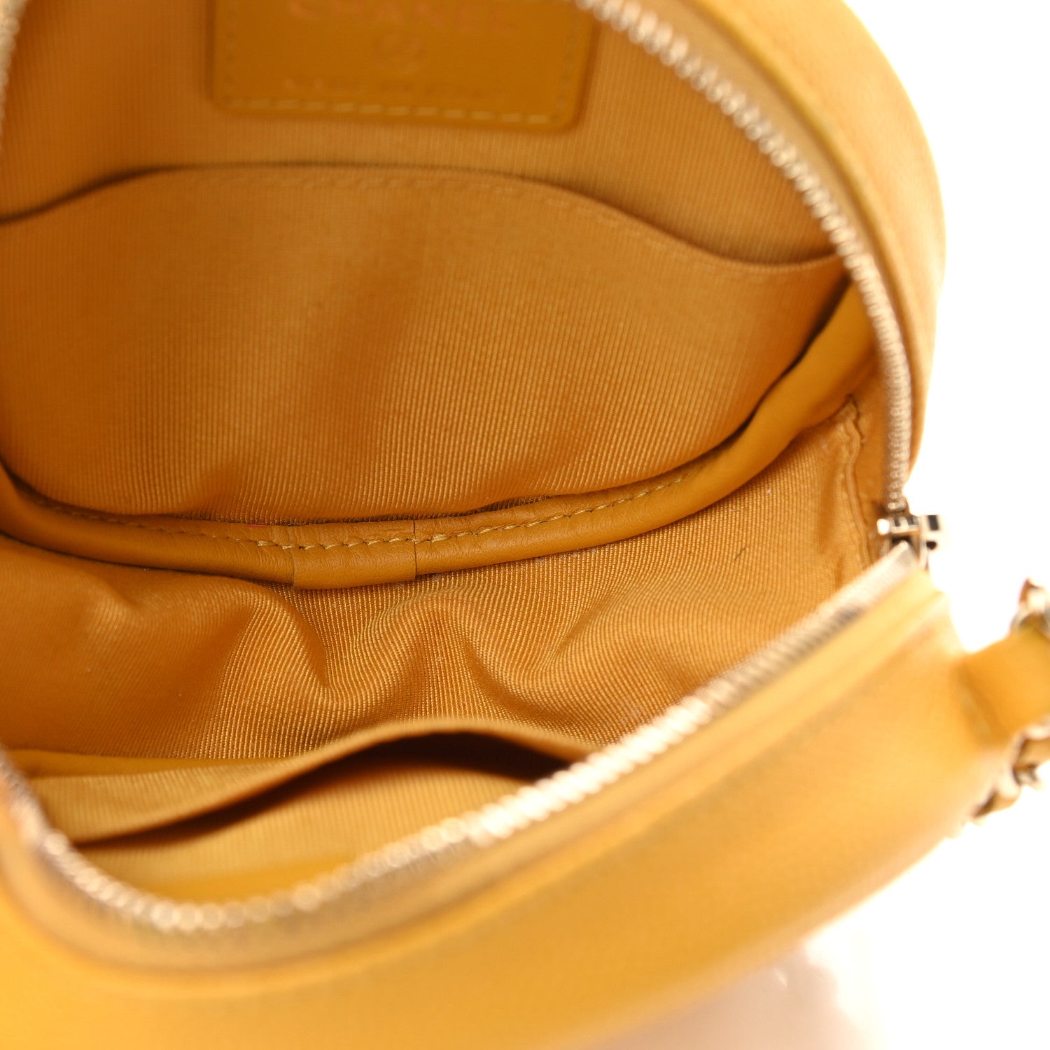 Chanel Caviar Quilted Round Clutch With Chain Yellow 5 of 9
