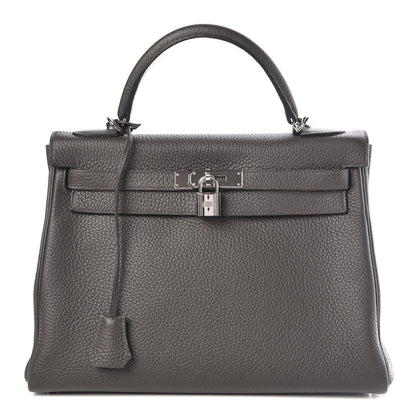 Hermes Taurillon Clemence Horseshoe Kelly Retourne 32 Graphite Tosca 1 of 41