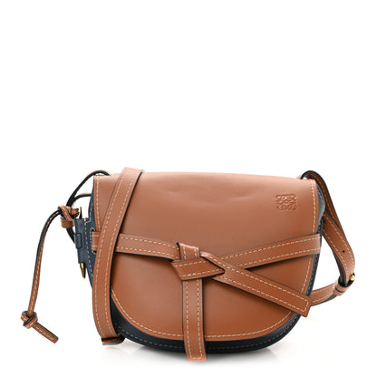 Loewe Calfskin Small Gate Crossbody Bag Tan Steel Blue 1 of 9