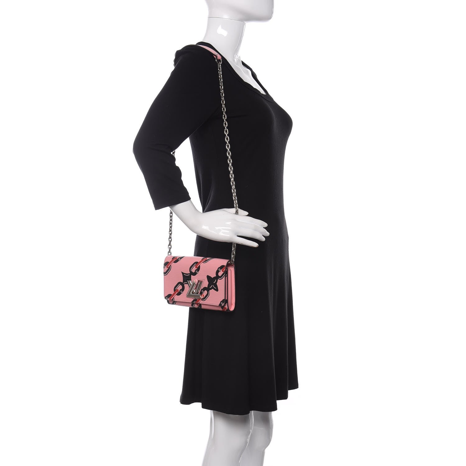 Louis Vuitton Epi Chain Flower Print Twist Chain Wallet Pink 2 of 10