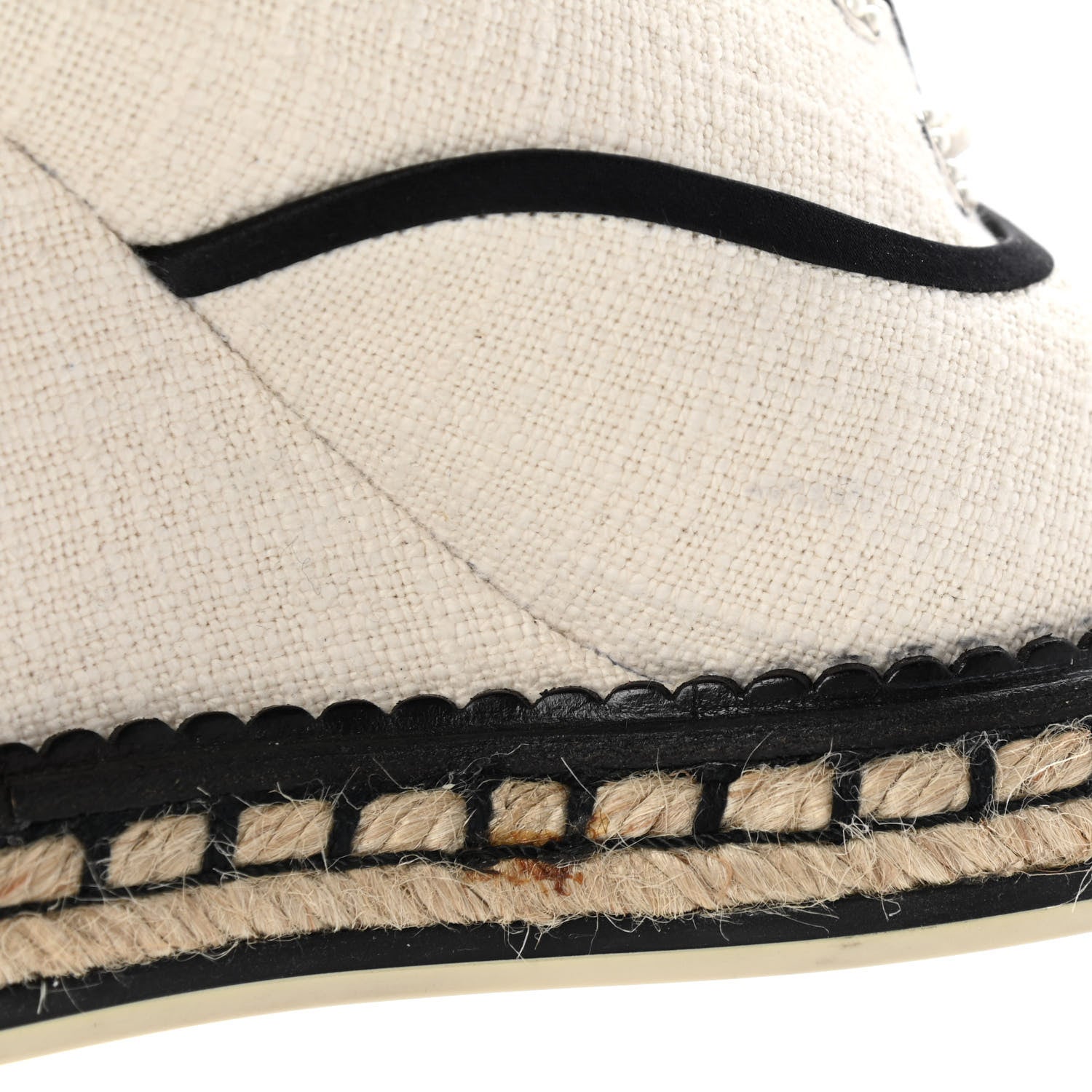 Chanel Raffia Lace Up Wedge Espadrilles 37.5 Beige 13 of 14