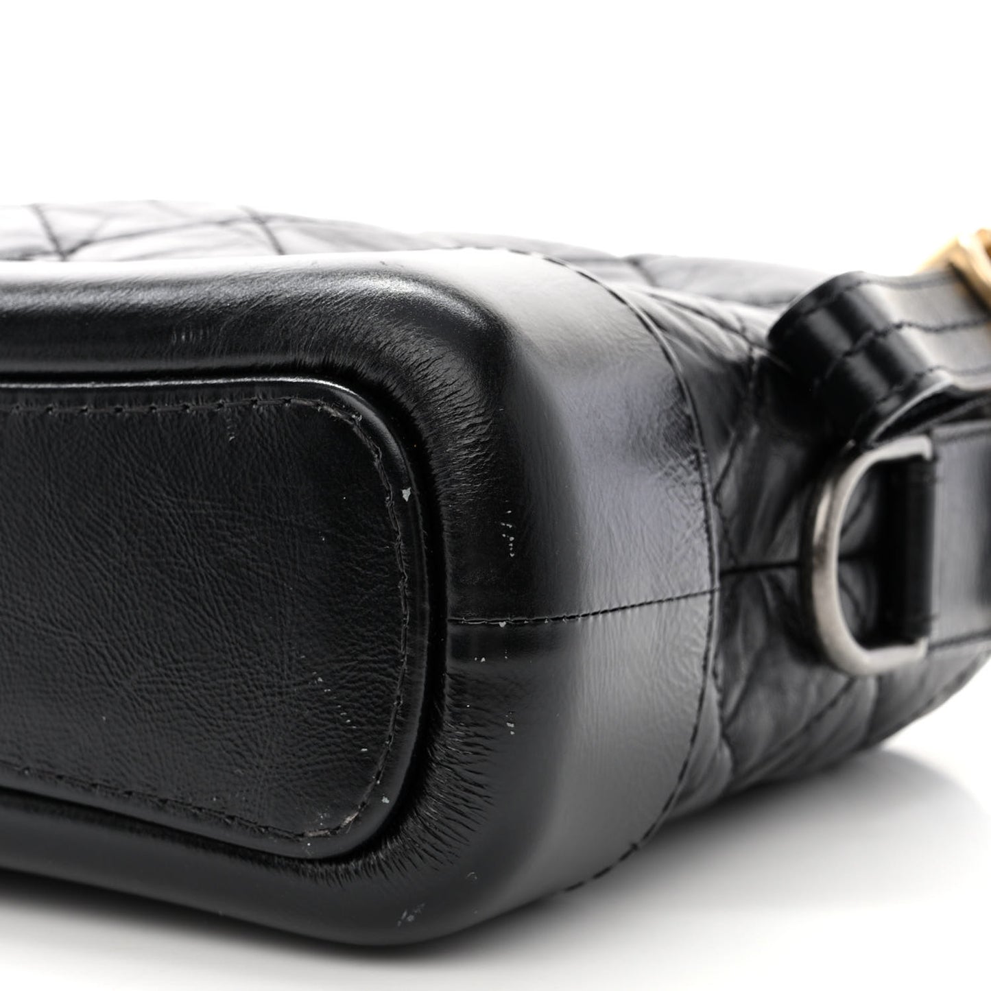 Aged Calfskin Quilted Small Gabrielle Hobo Black
