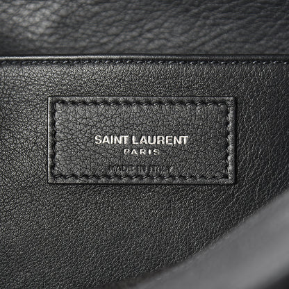 Saint Laurent Smooth Calfskin Crocodile Embossed Small Monogram Downtown Cabas Black 5 of 9