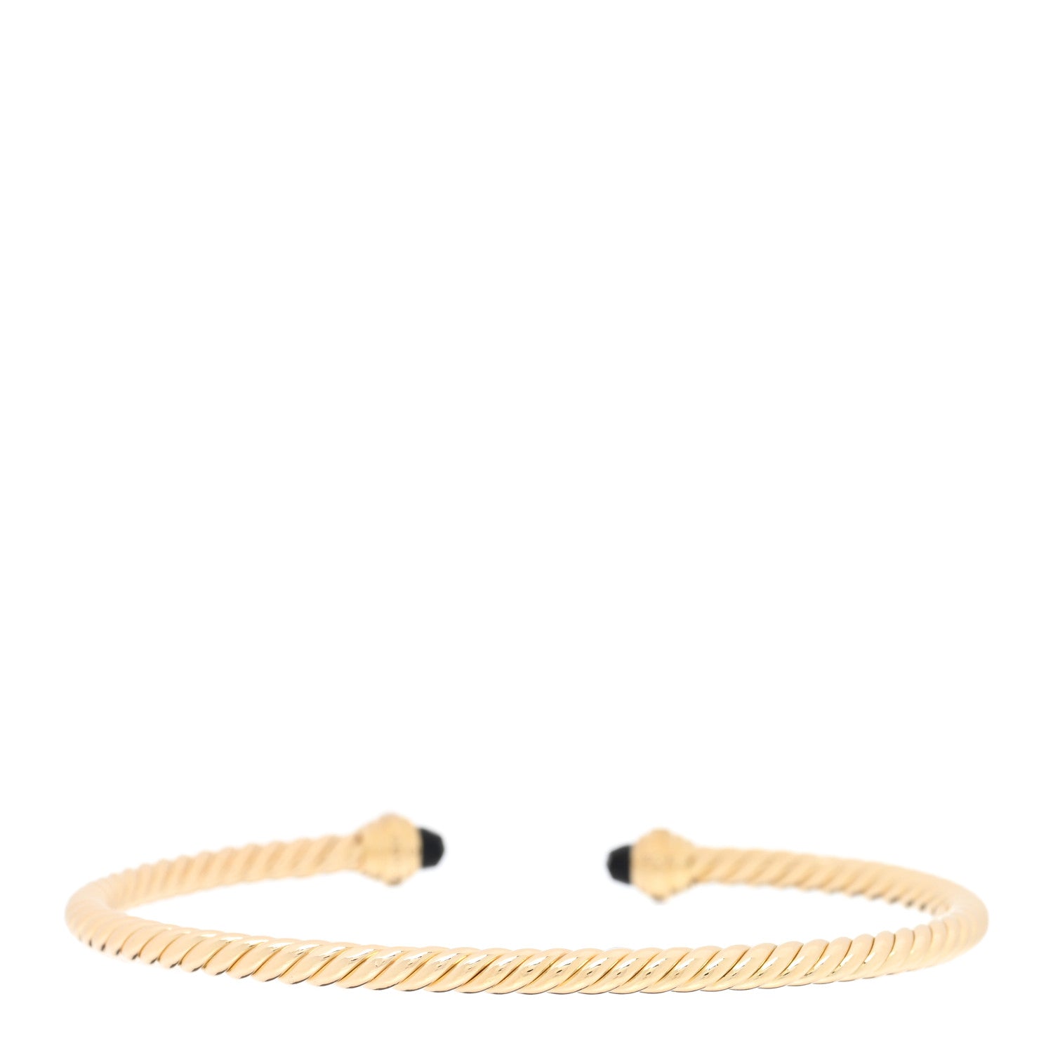 David Yurman 18K Yellow Gold Diamond Black Onyx 3mm Cablespira Bracelet 2 of 4