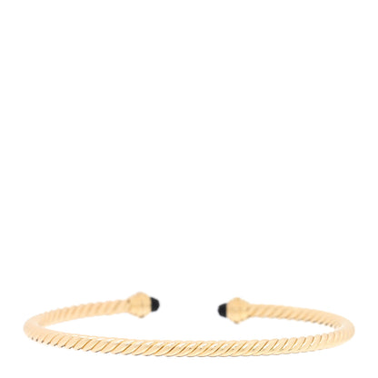 David Yurman 18K Yellow Gold Diamond Black Onyx 3mm Cablespira Bracelet 2 of 4
