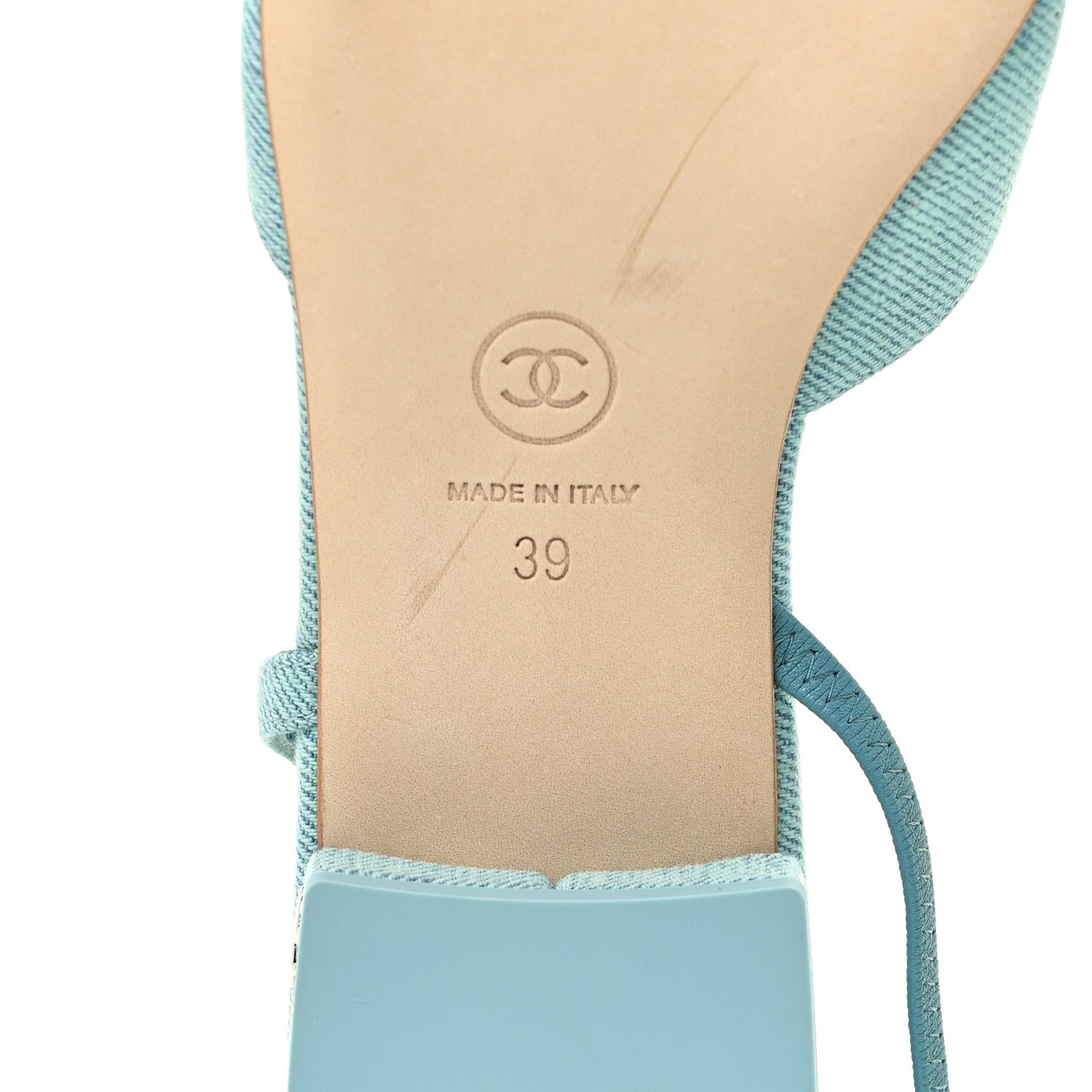 Chanel Denim Cap Toe CC Slingback Flats 39 Blue 8 of 11