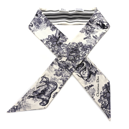 Christian Dior Silk Toile De Jouy Mitzah Scarf Black 1 of 3