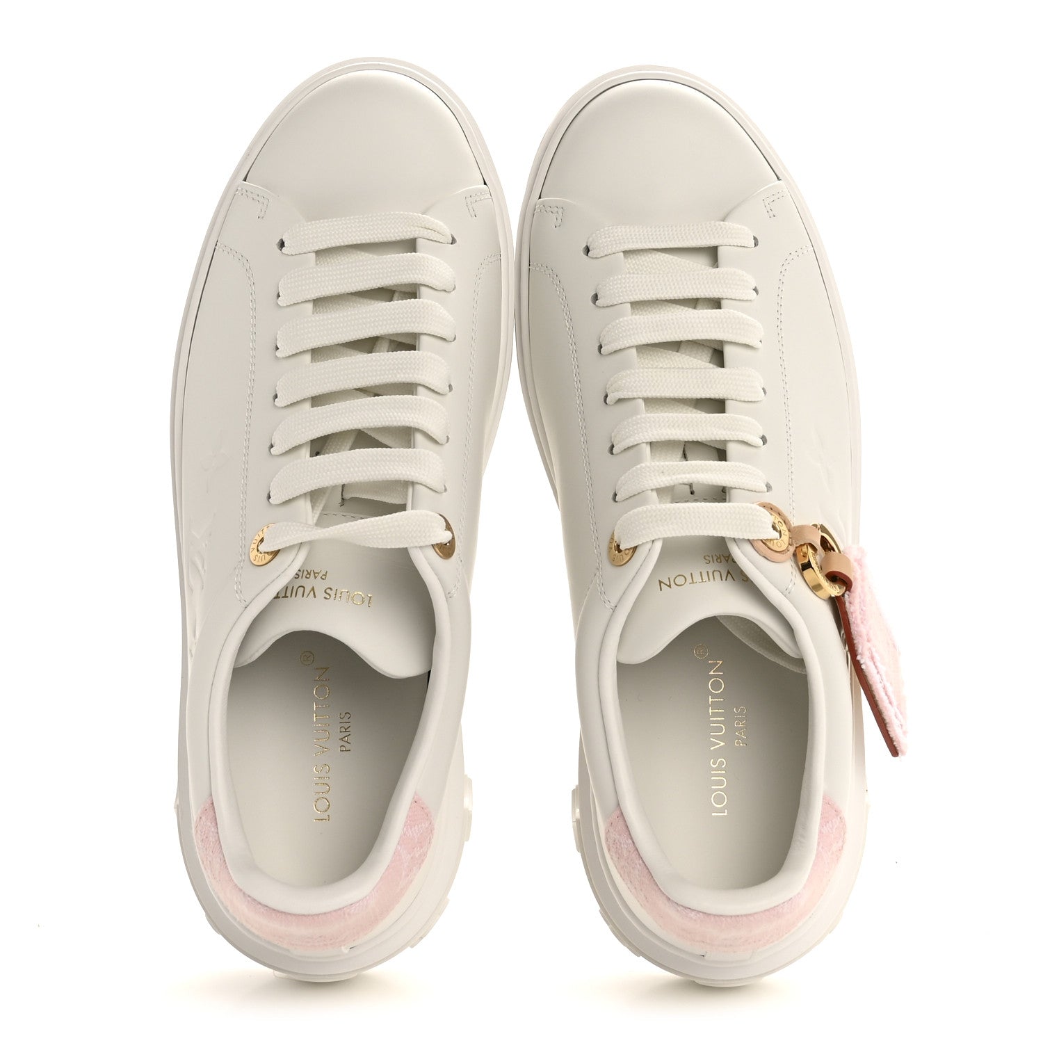 Louis Vuitton Lambskin Embossed Monogram Denim Time Out Sneakers 37.5 Pink 2 of 10