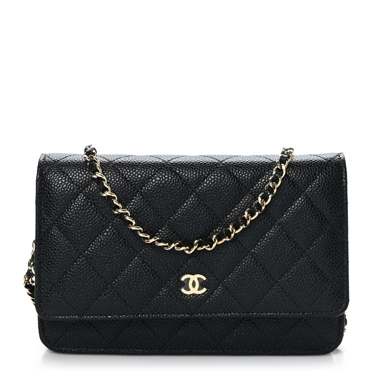 Caviar Quilted Wallet on Chain WOC Black