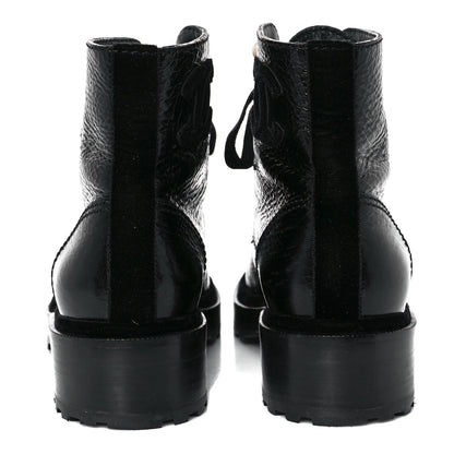 Chanel Shiny Calfskin Velvet Pearl Combat Short Boots 38.5 Black 4 of 13