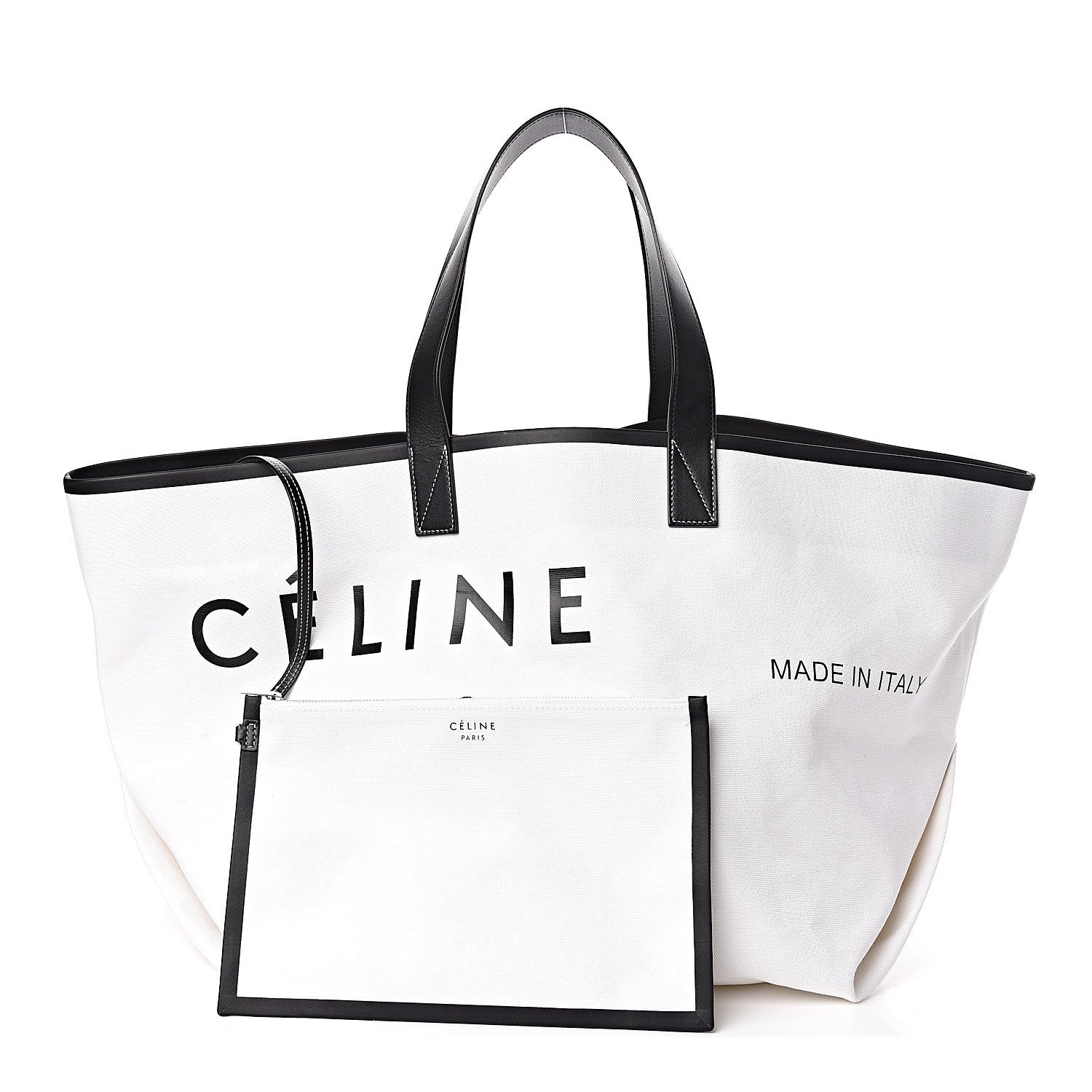Celine Textile Medium Made In Tote White Black 3 of 9