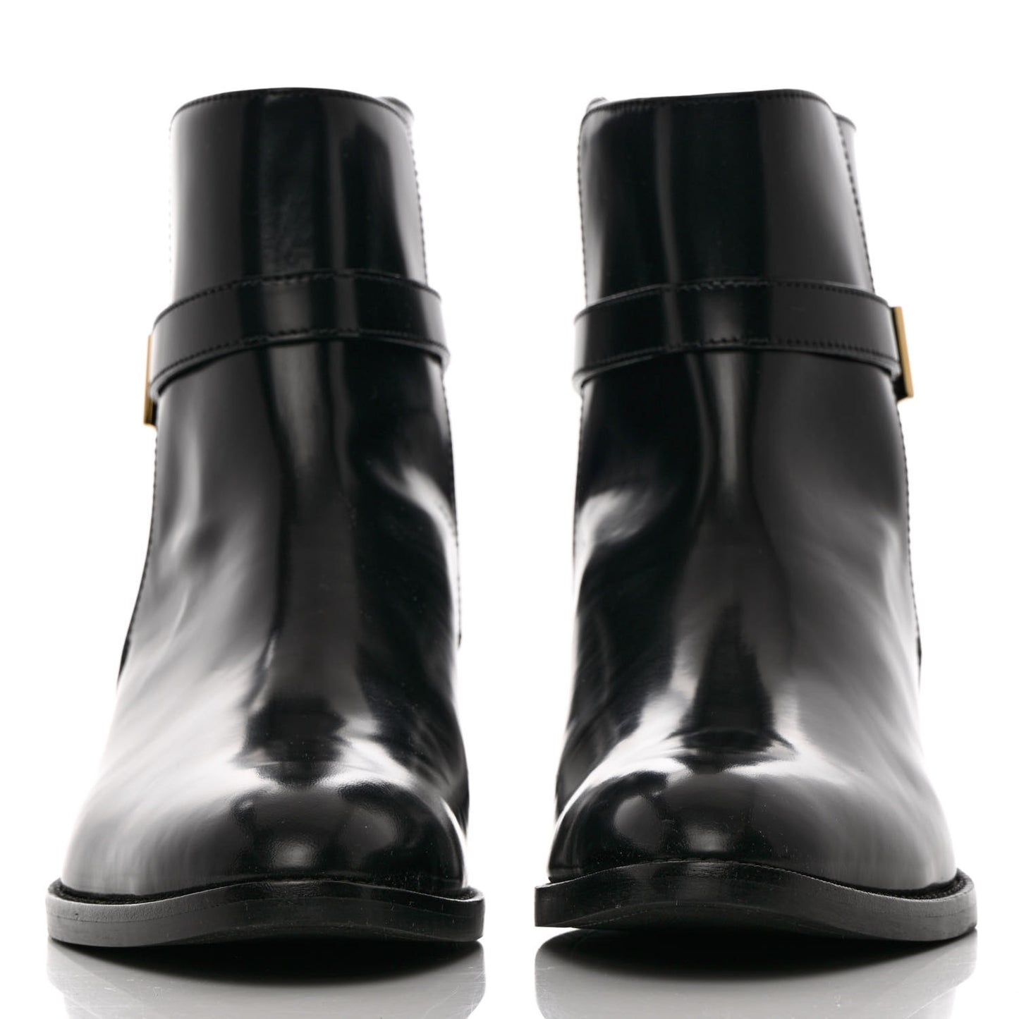 Patent Calfskin Monogram Flat Ankle Boots 37 Black