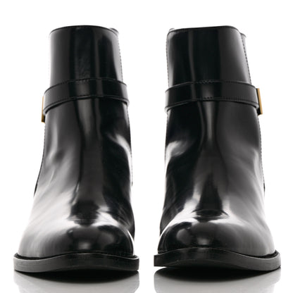 Louis Vuitton Patent Calfskin Monogram Flat Ankle Boots 37 Black 2 of 10