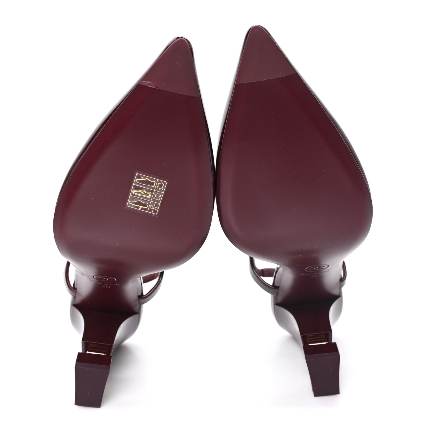 Patent Calfskin Slingback CC Cutout Pumps 40 Dark Burgundy