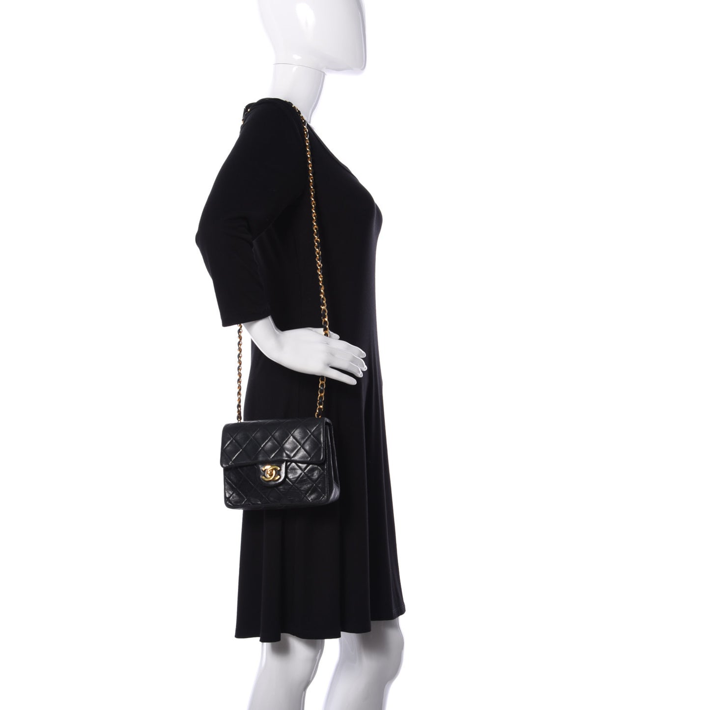 Lambskin Quilted Mini Square Flap Black