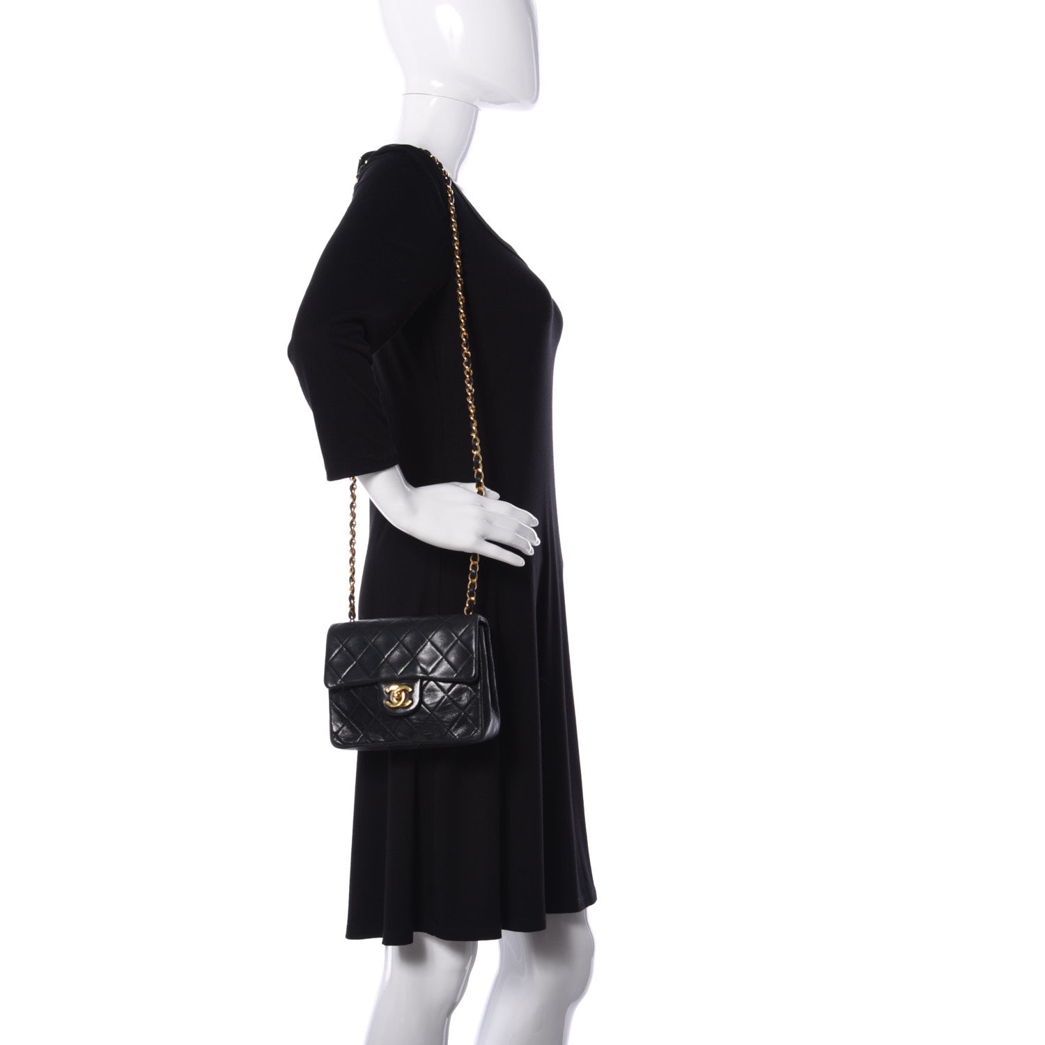 Chanel Lambskin Quilted Mini Square Flap Black 2 of 8