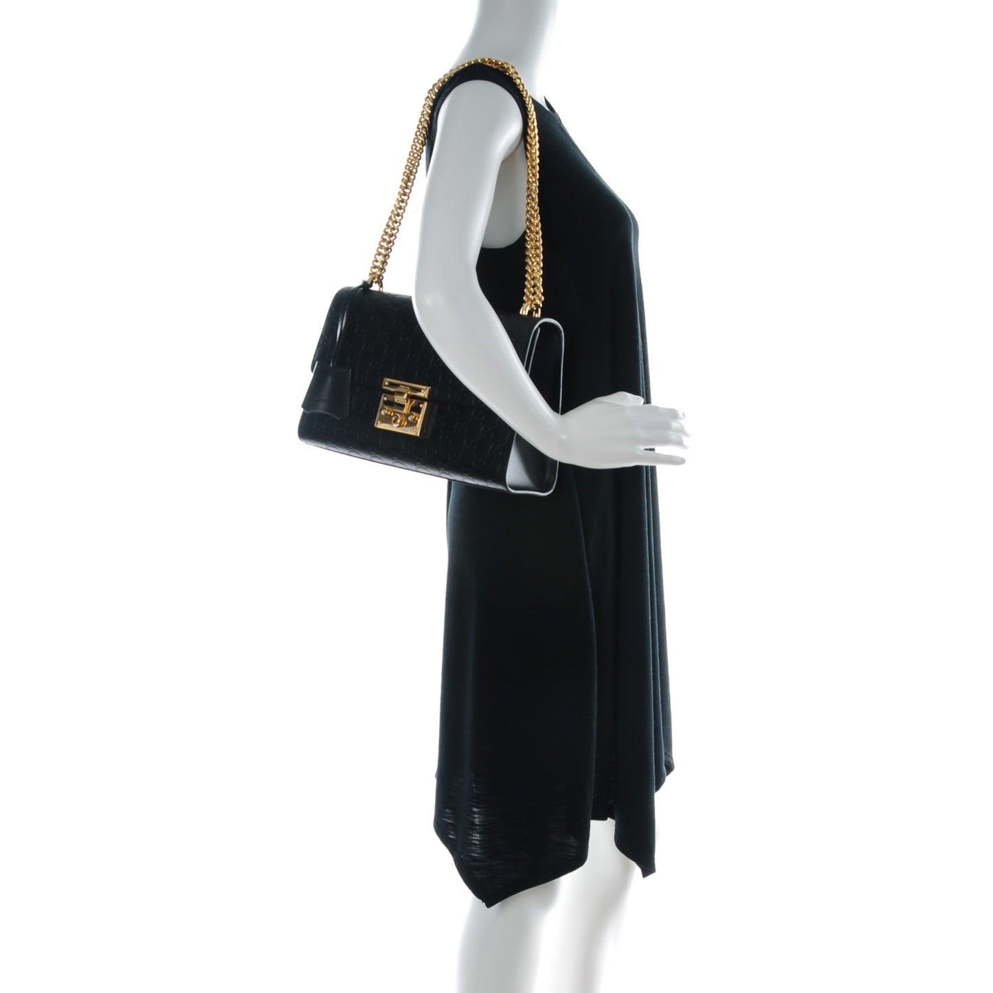 Guccissima Medium Padlock Shoulder Bag Black