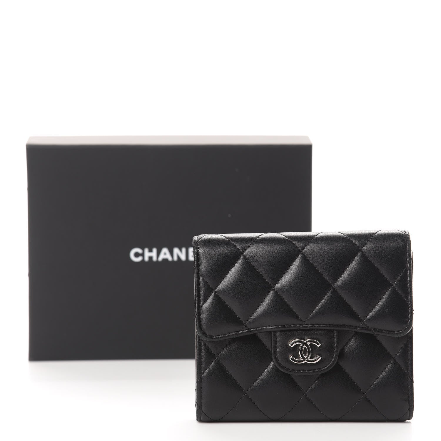 Chanel Lambskin Quilted Compact Flap Wallet Black 9 of 9