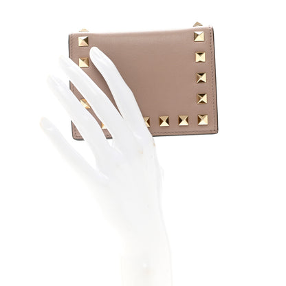 Valentino Garavani Calfskin Rockstud French Flap Wallet Poudre 2 of 7
