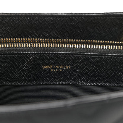Saint Laurent Grain De Poudre Matelasse Chevron Monogram Shopping Bag Black 7 of 10