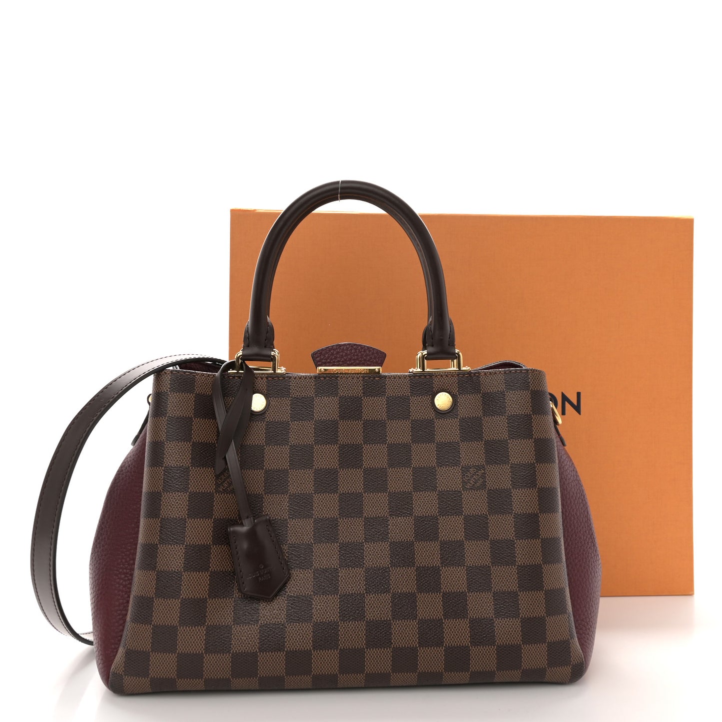 Damier Ebene Cuir Taurillon Brittany Bordeaux