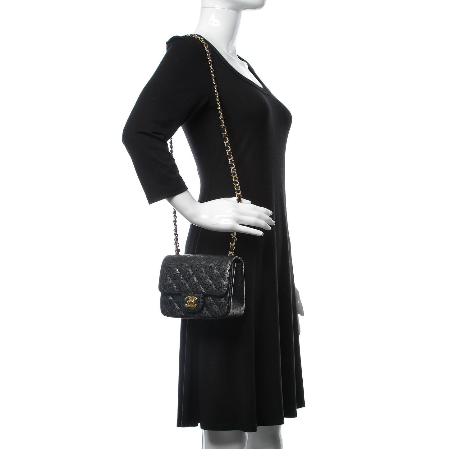 Caviar Quilted Mini Square Flap Black