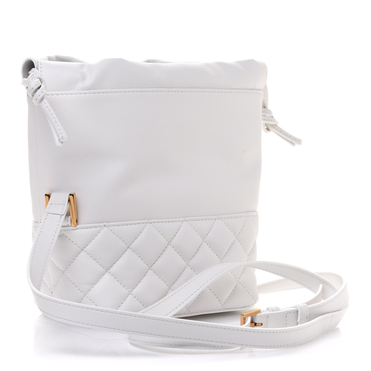 Nappa Quilted Medusa Bucket Bag White