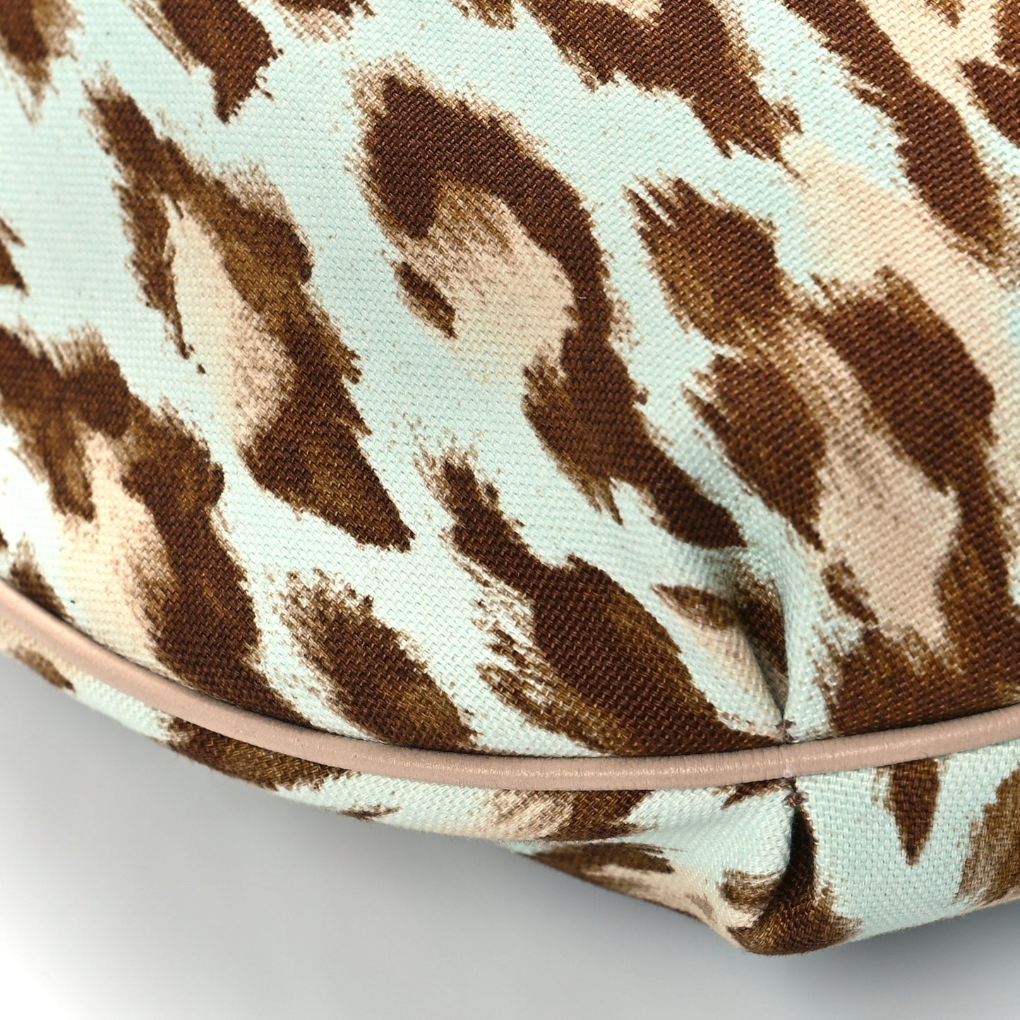 Canvas Leopard Print Buckle Hobo Beige