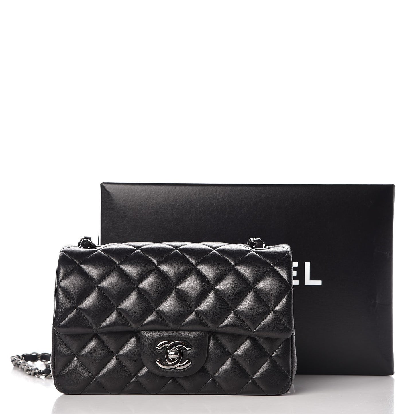 Lambskin Quilted Mini Rectangular Flap Black