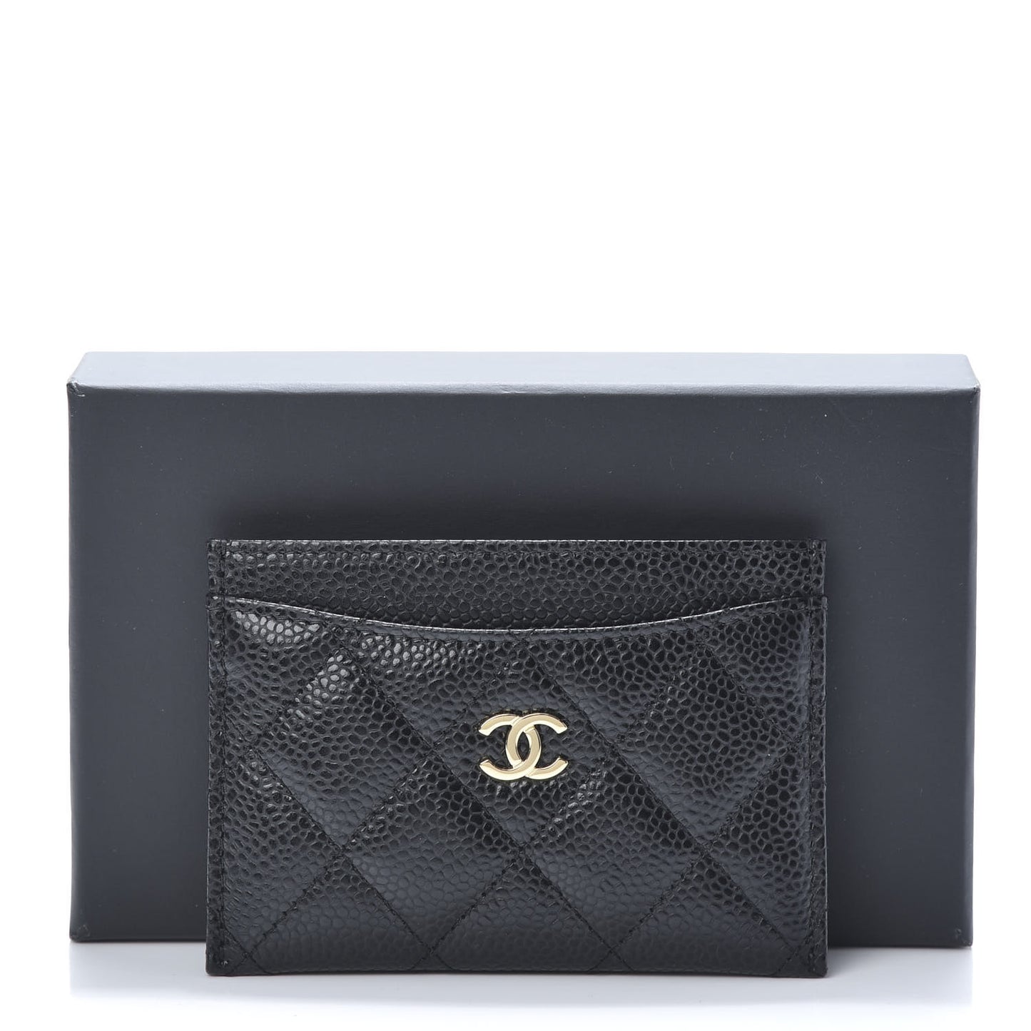 Caviar Quilted Card Holder Black