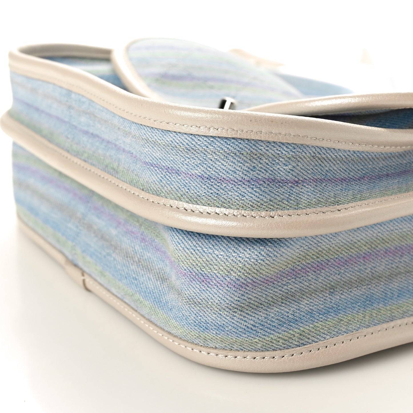 Denim Calfskin Quilted Jungle Stroll Messenger Bag Blue Multicolor