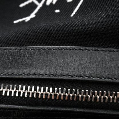 Saint Laurent Canvas Signature Embroidered City Backpack Black 7 of 11