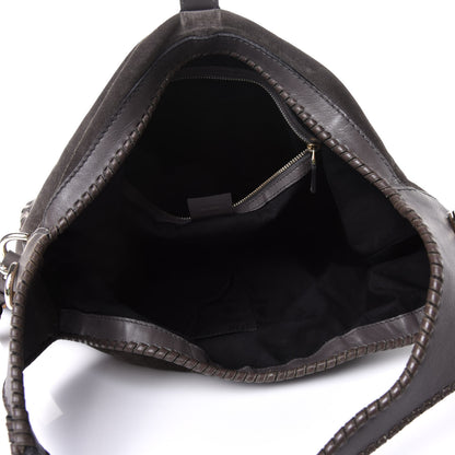 Gucci Calfskin Suede Large New Jackie Web Shoulder Bag Grey 4 of 12