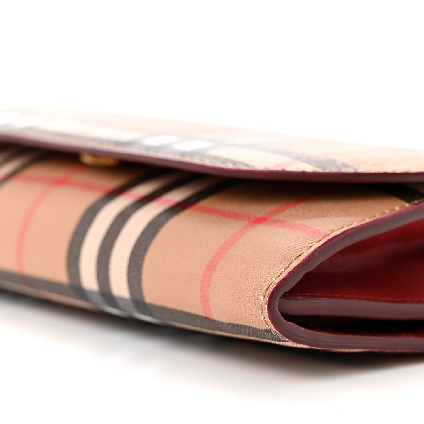 Vintage Check Henley Wallet On Chain Crimson