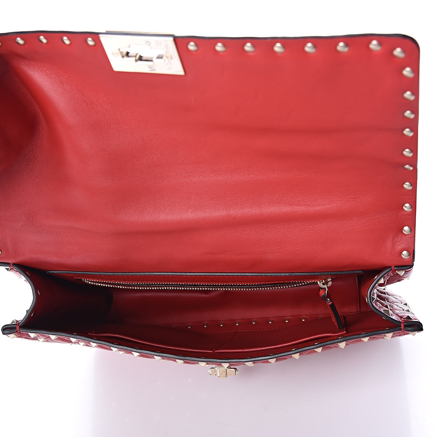 Valentino Garavani Lambskin Large Rockstud Spike Shoulder Bag Red 5 of 11