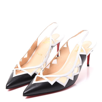 Christian Louboutin Kidskin Stellare Slingback Pumps 39 Black White 2 of 7