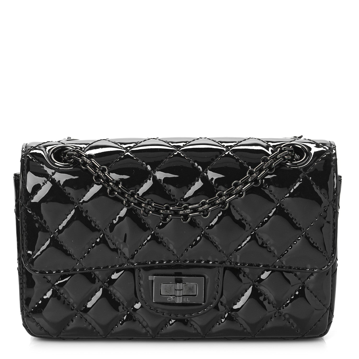 Chanel Patent Calfskin Quilted 2.55 Reissue Mini Flap So Black 1 of 10