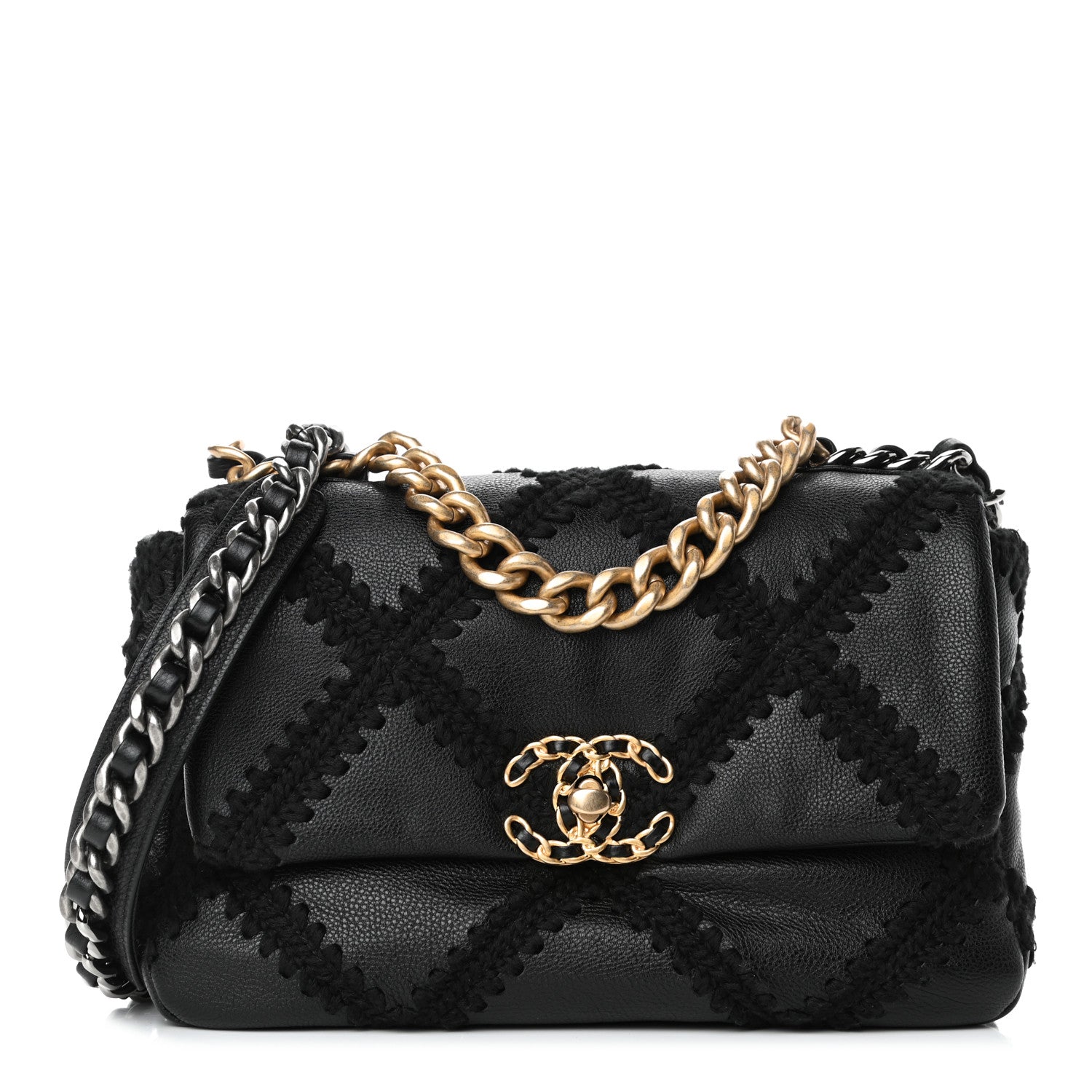 Chanel Calfskin Crochet Medium Chanel 19 Flap Black 1 of 4